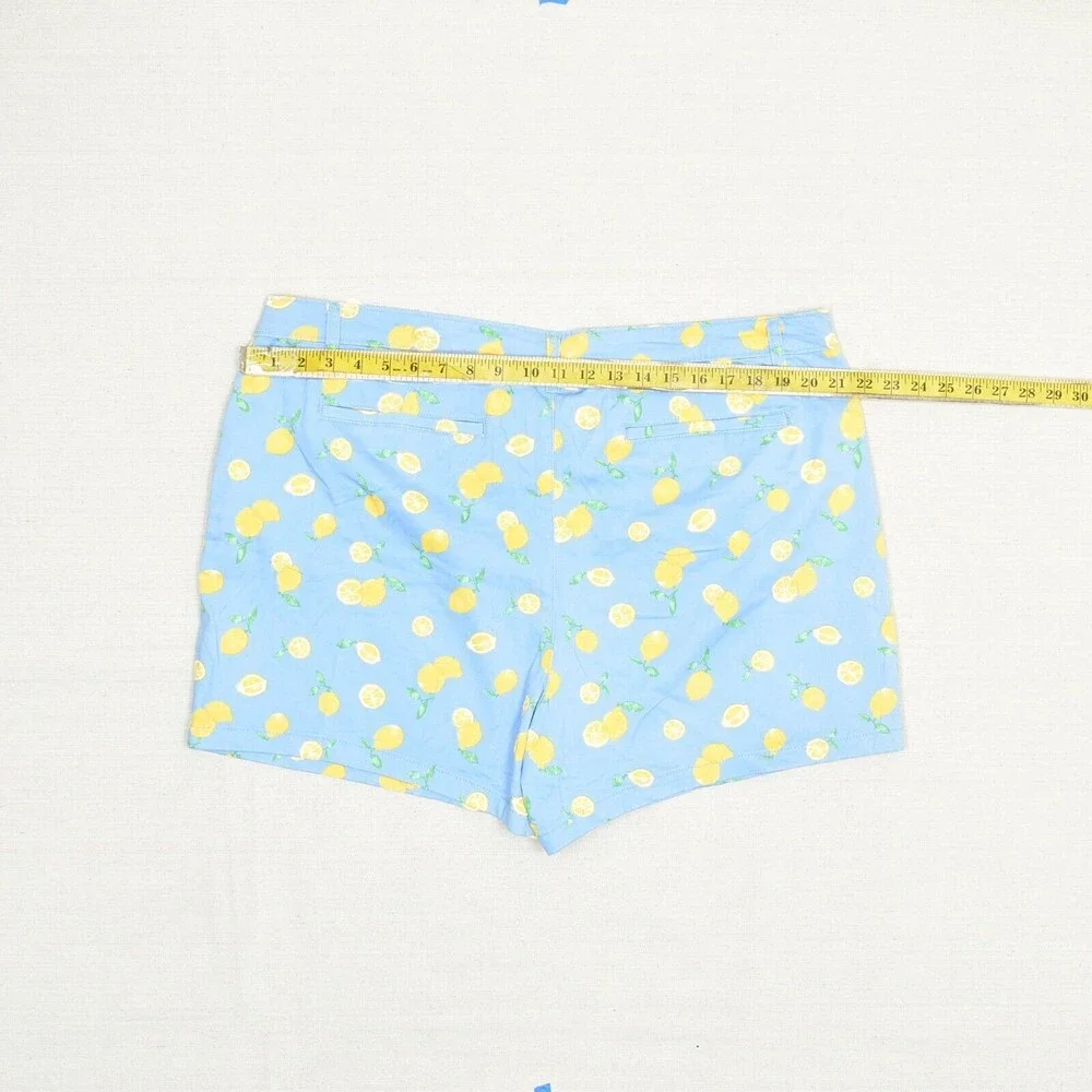 NEW St. John's Bay Women Chino Shorts Lemons Zip Cotton Blue Plus Size 20